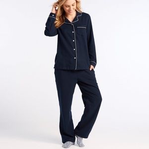 NEW! L.L. Bean Navy Blue Solid Flannel Pajamas